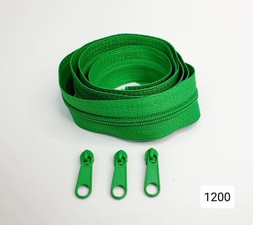 3 Meter Endlos - Reißverschluss - 3 mm - hellgrün - inkl. 12 Zipper