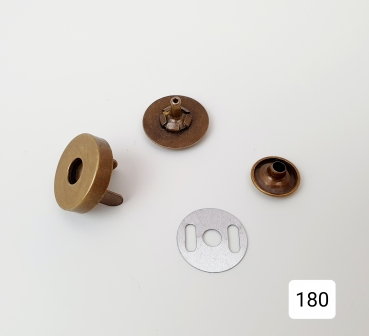 Runder Magnet - mit Druckknopf - 18 mm - altgold
