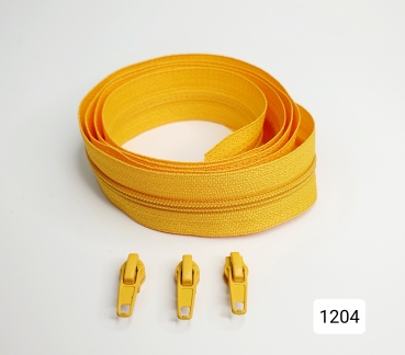 3 Meter Endlos - Reißverschluss - 3 mm - gelb - inkl. 12 Zipper