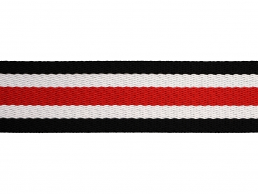 Gurtband - Polycotton - 38 mm - schwarz, weiß, rot