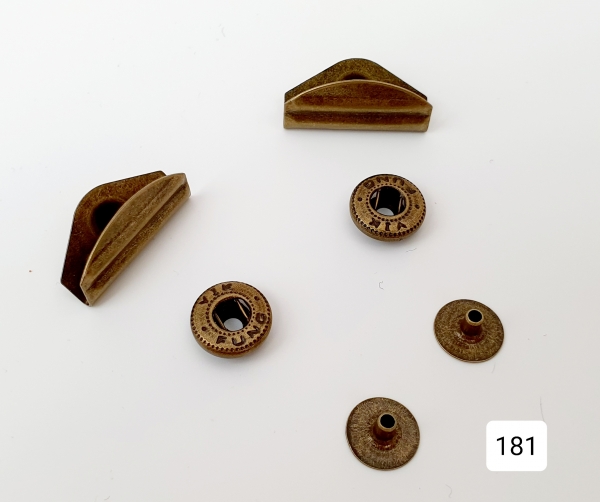 Druckknopf Verschluss - altgold - 10 mm x 20 mm - 2 Sets