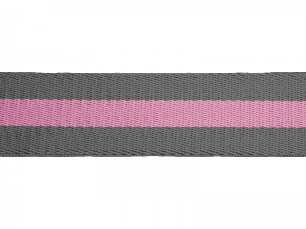 Gurtband - Polycotton - 38 mm - grau / rosa / grau