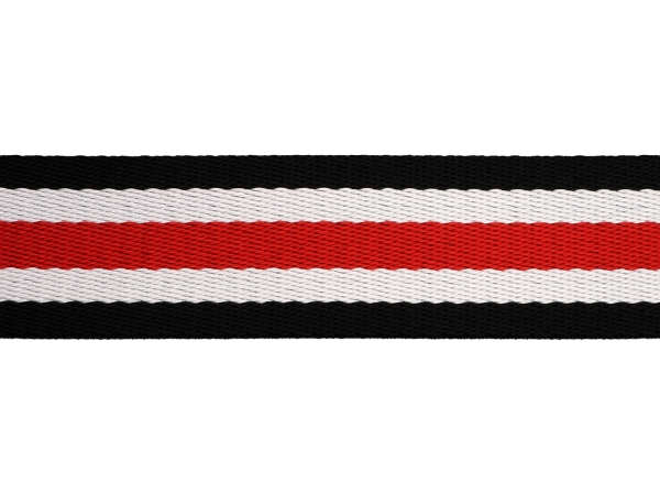 Gurtband - Polycotton - 38 mm - schwarz, weiß, rot